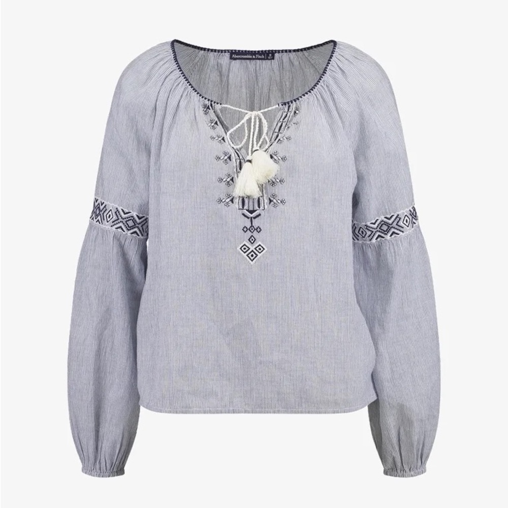 Abercrombie & Fitch Embroidered Blue Women's Top